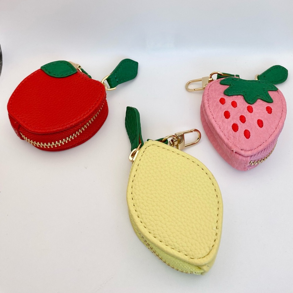 Strawberry Coin Purse Keychain Pink Strawberry purse charm Keychain pouch - Picture 14 of 15